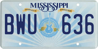 MS license plate BWU636
