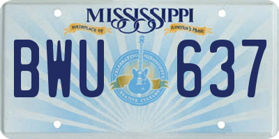 MS license plate BWU637