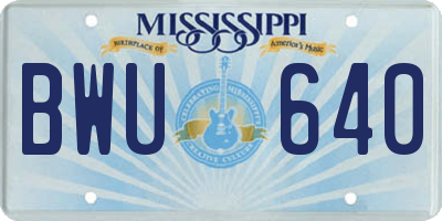 MS license plate BWU640