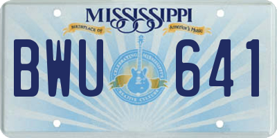 MS license plate BWU641