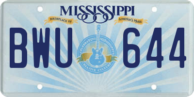MS license plate BWU644