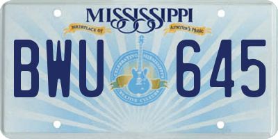 MS license plate BWU645