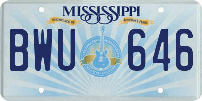MS license plate BWU646