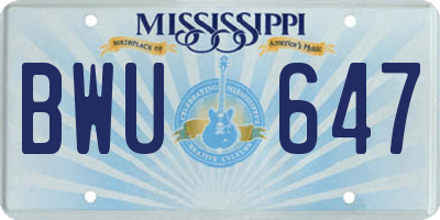 MS license plate BWU647