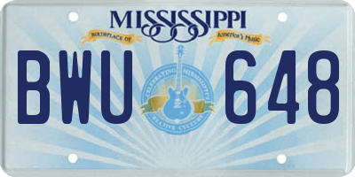 MS license plate BWU648
