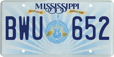 MS license plate BWU652