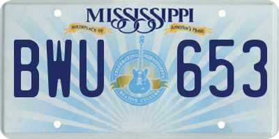 MS license plate BWU653