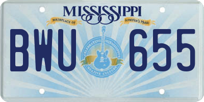 MS license plate BWU655