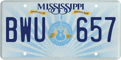 MS license plate BWU657