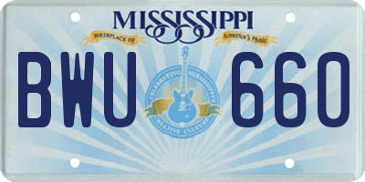 MS license plate BWU660