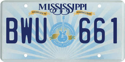 MS license plate BWU661