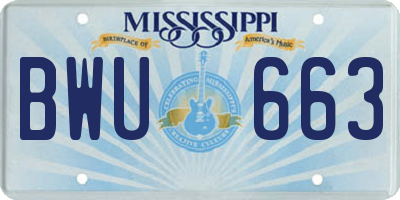 MS license plate BWU663