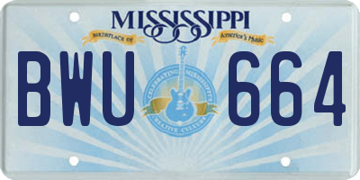 MS license plate BWU664
