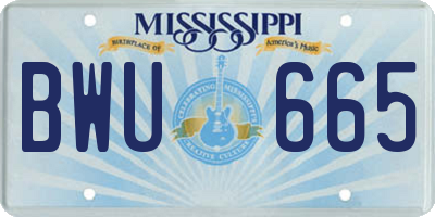 MS license plate BWU665