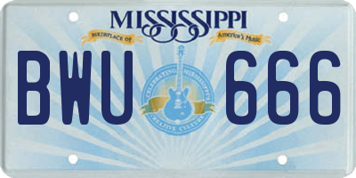 MS license plate BWU666