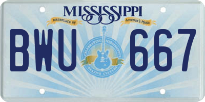 MS license plate BWU667