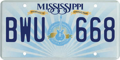 MS license plate BWU668