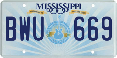 MS license plate BWU669