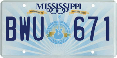 MS license plate BWU671
