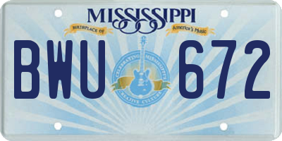 MS license plate BWU672