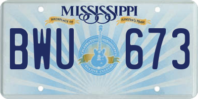 MS license plate BWU673