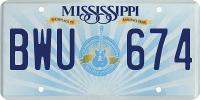 MS license plate BWU674