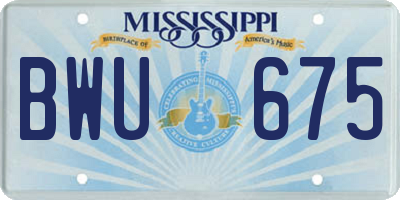 MS license plate BWU675