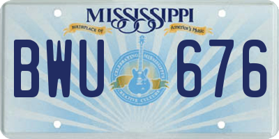 MS license plate BWU676