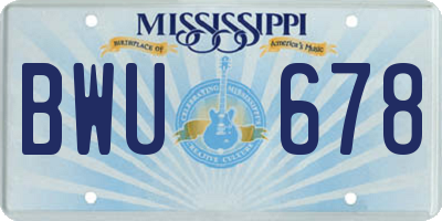 MS license plate BWU678