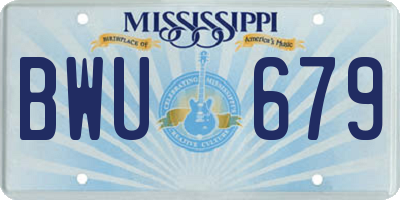 MS license plate BWU679