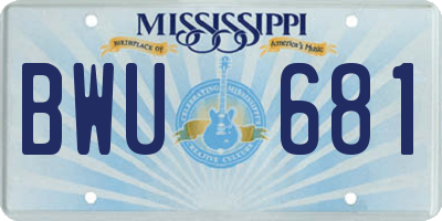 MS license plate BWU681