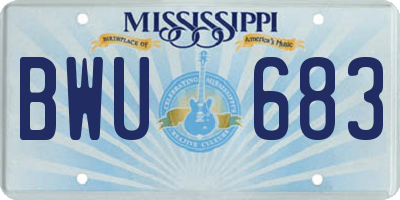MS license plate BWU683