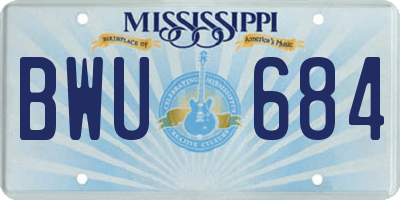 MS license plate BWU684