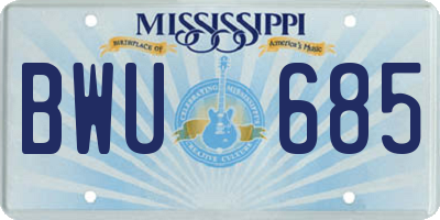 MS license plate BWU685