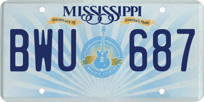 MS license plate BWU687