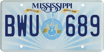 MS license plate BWU689