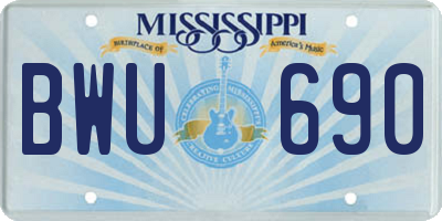 MS license plate BWU690
