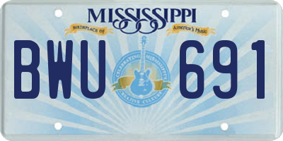 MS license plate BWU691