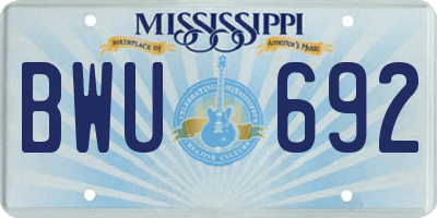 MS license plate BWU692