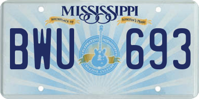 MS license plate BWU693