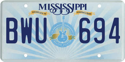 MS license plate BWU694