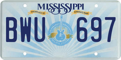 MS license plate BWU697