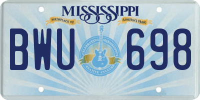 MS license plate BWU698