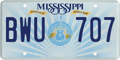 MS license plate BWU707