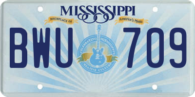 MS license plate BWU709