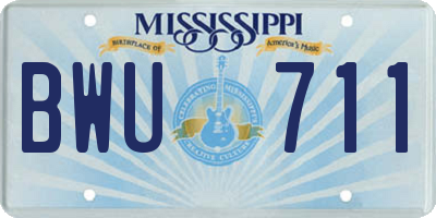 MS license plate BWU711