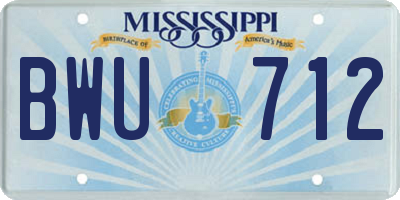 MS license plate BWU712