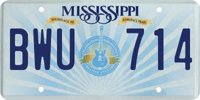 MS license plate BWU714