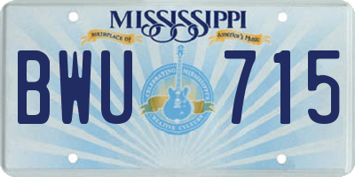 MS license plate BWU715