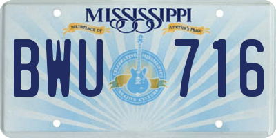 MS license plate BWU716